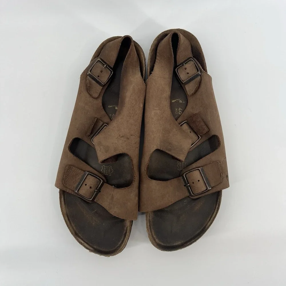 Birkenstock Milano Sandals Mens Brown Adjustable Size EUR 46/US Size 13
